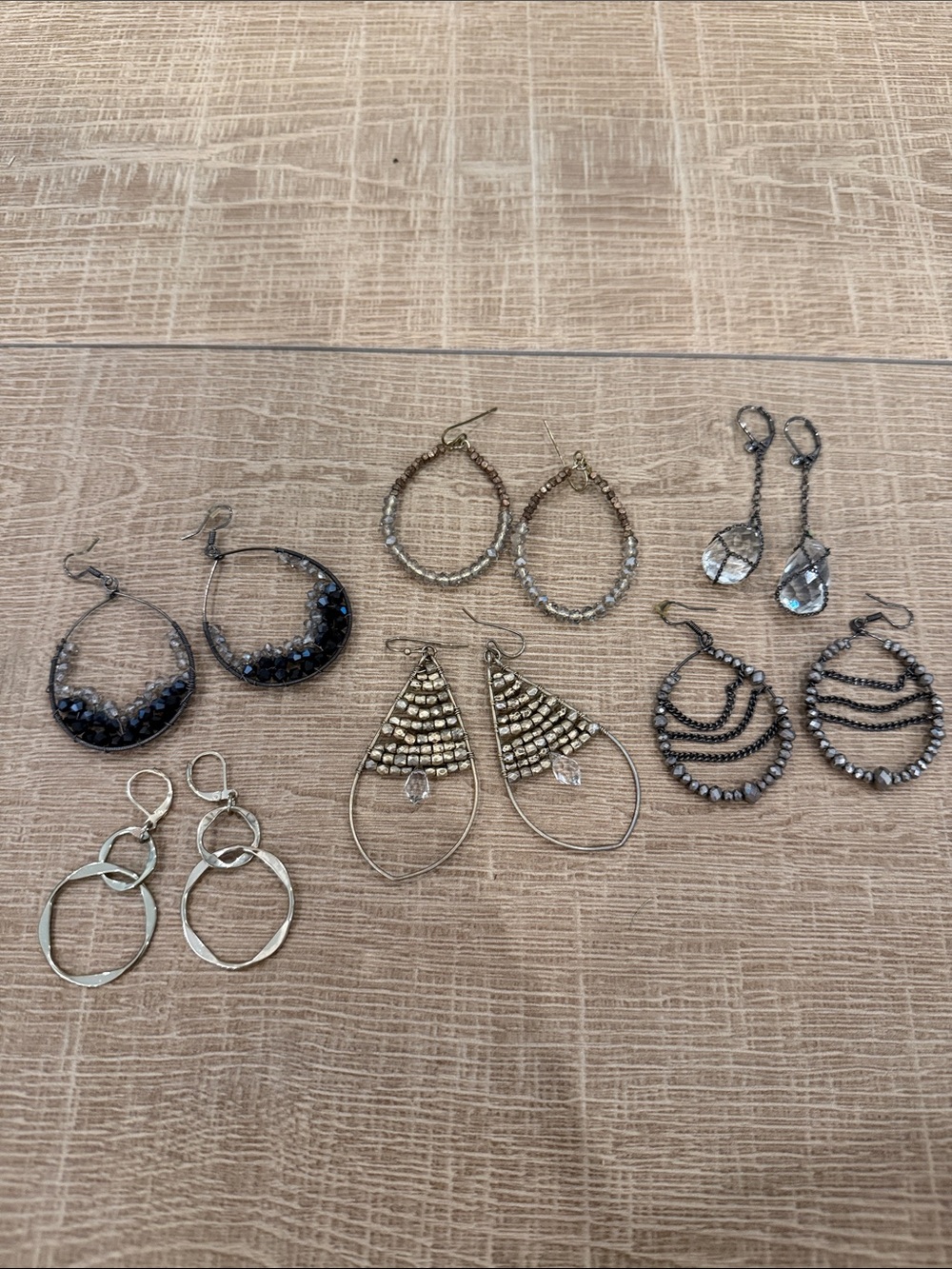 Assorted Women’s Hoop and Drop Earrings Set - Gold, Silver, Black